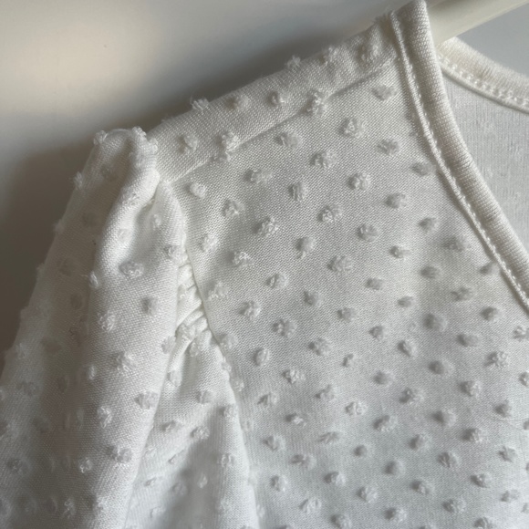 Anthropologie W5 Swiss‎ Dot White short Sleeve Tie hem shirt Size L - Picture 2 of 5